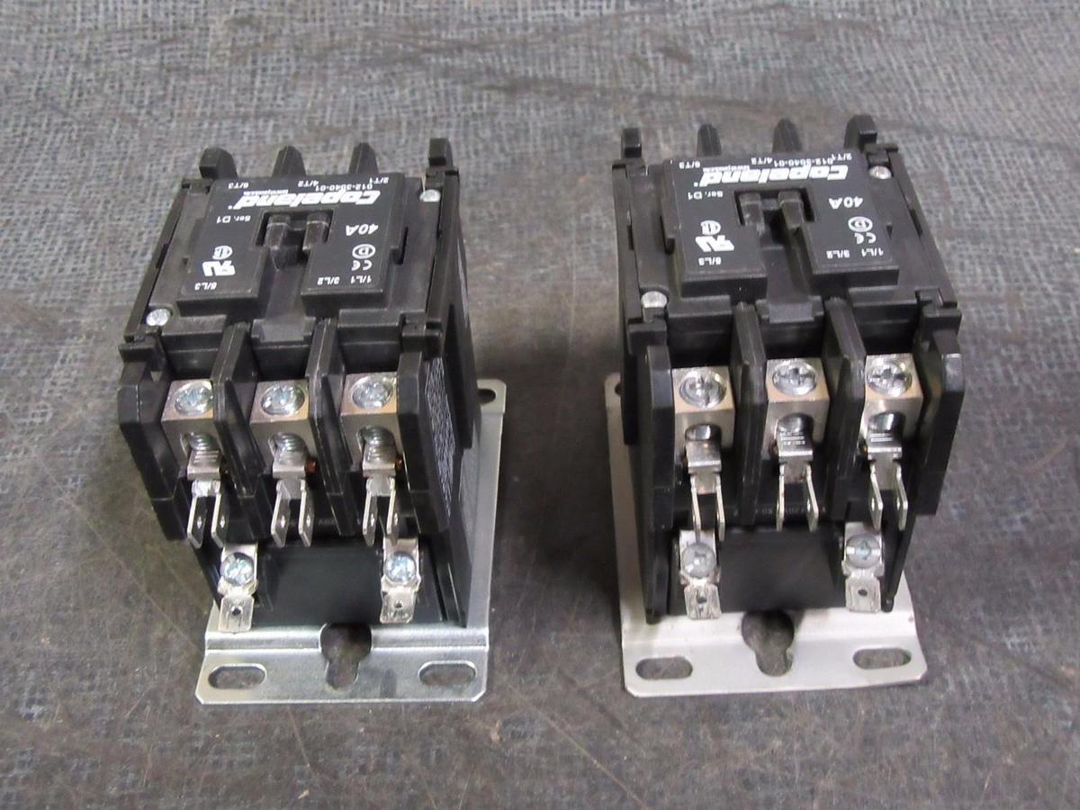 Used (1) COPELAND CONTACTOR 40 AMP 50 RES 600 VAC 3 PH 20 HP 120V COIL 012-3040-01