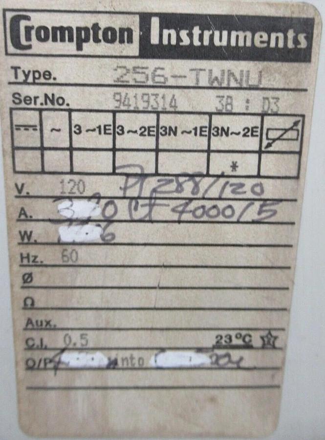 Used CROMPTON POWER TRANSDUCER 256-TWNU 120 VOLT 3.7 AMP 60 HZ **WARRANTY INCLUDED**
