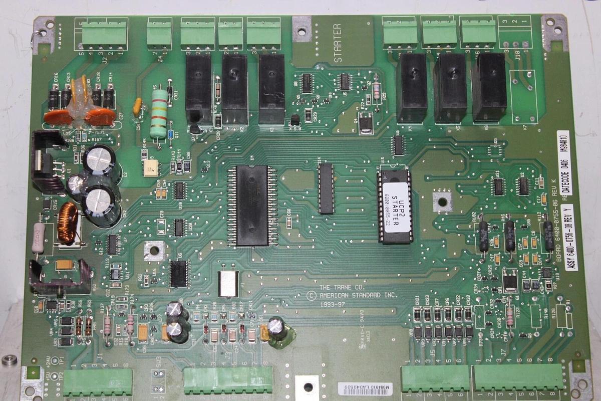 Used TRANE UCP2 STARTER CIRCUIT BOARD 6400-0756-08 REV. Y 6400-0755-06 REV. K