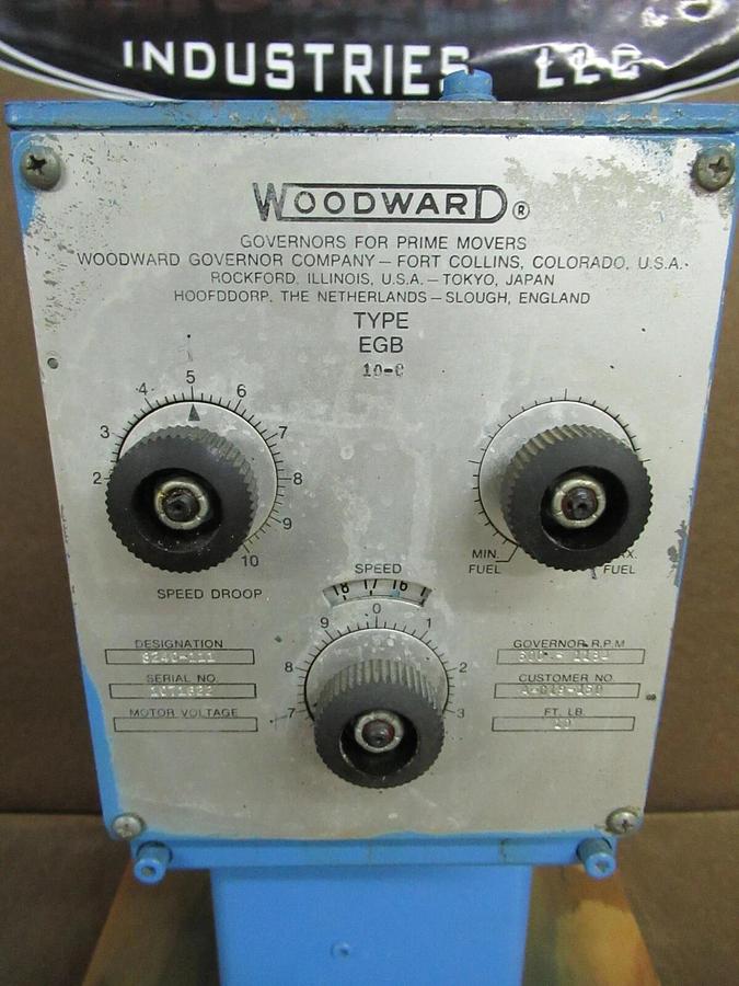 Used WOODWARD EGB SPEED GOVERNOR 10-C 10 FT/LB DESIGNATION 8240-111 RPM 600 - 1184