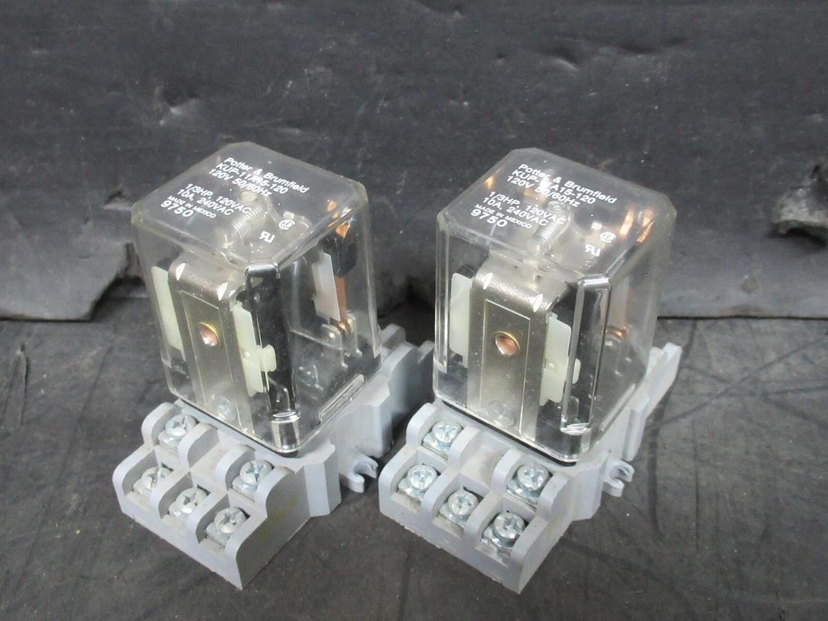 Used LOT OF 2 POTTER & BRUMFIELD RELAY KUP-11A15-120 120/240 VOLT 10 AMP 1/3 HP