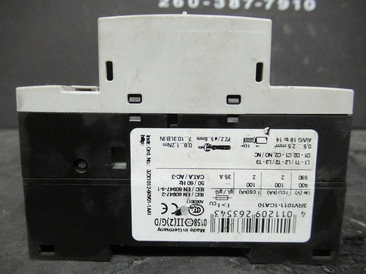 Used SIEMENS MANUAL MOTOR SPORT 3RV1011-1CA10 600 VAC 2 HP 1.8-2.5 AMP **WARRANTY**