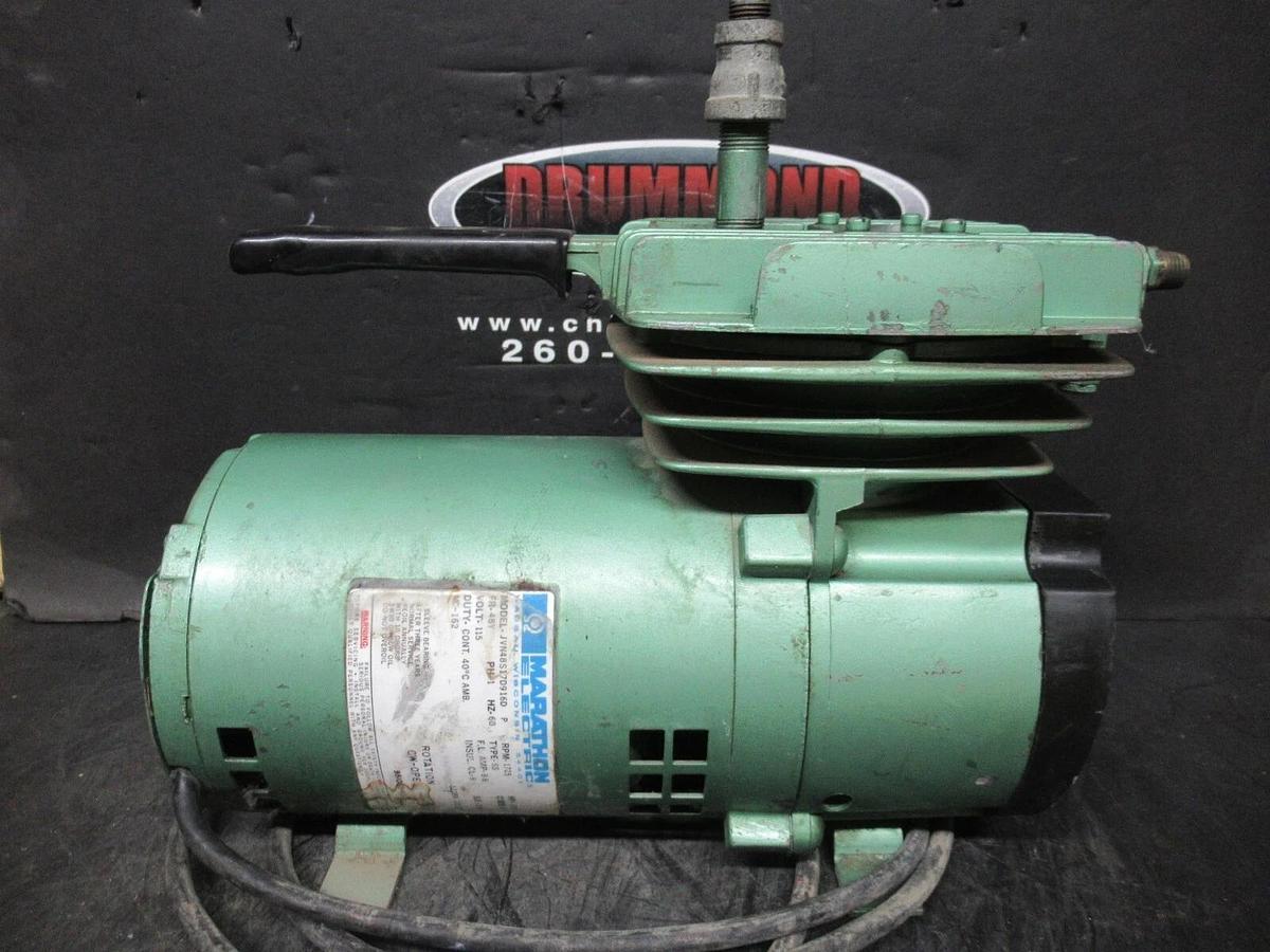 Used DAYTON SPEEDAIRE LARGE DIAPHRAGM VACUUM PUMP 2Z628 W/ JVN48S17D916D MOTOR 115 V