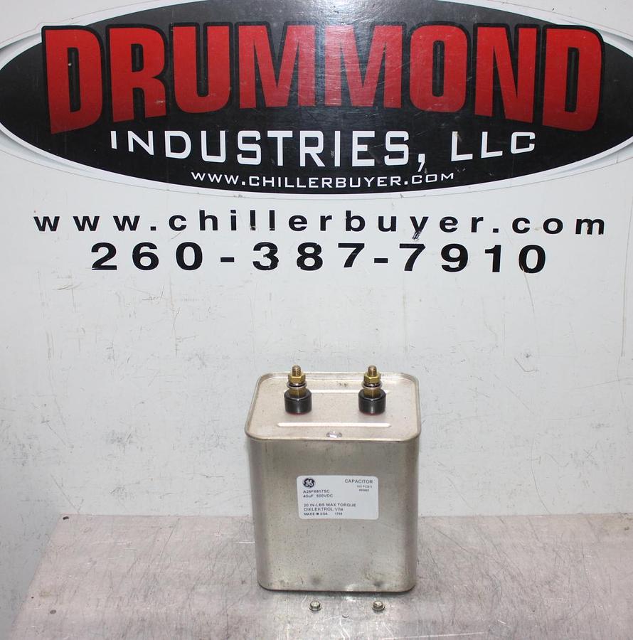 Used GENERAL ELECTRIC DIELEKTROL VIIA CAPACITOR A26F6919SC 40 uF 600 VDC
