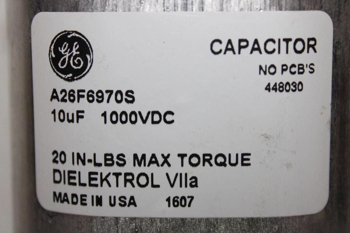 Used GENERAL ELECTRIC DIELEKTROL VIIA CAPACITOR A26F6970S 10 uF 1000 VDC *WARRANTY*