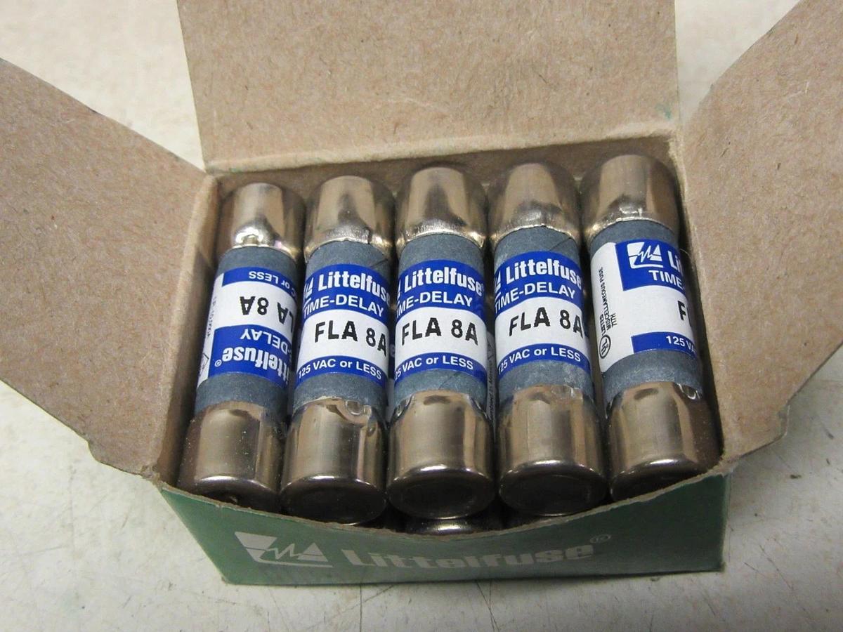 Used FLA8 NEW BOX OF 10 LITTELFUSE FLA 8 AMP TIME DELAY NIB 125V MIDGET FUSE