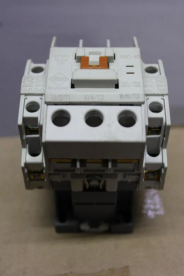 Used BENSHAW CONTACTOR RSC-40 50 AMP 600 VAC NEMA 1P 3-PHASE 25 HP COIL: 120 VAC