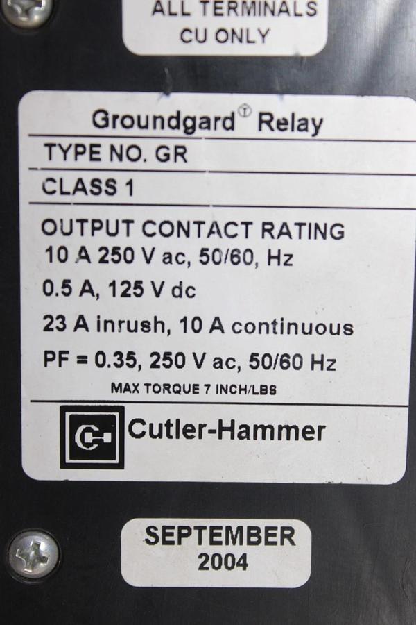 Used CUTLER-HAMMER GROUNDGARD RELAY 5264C09H01 10 AMP 250 VAC 50/60 HZ *WARRANTY*
