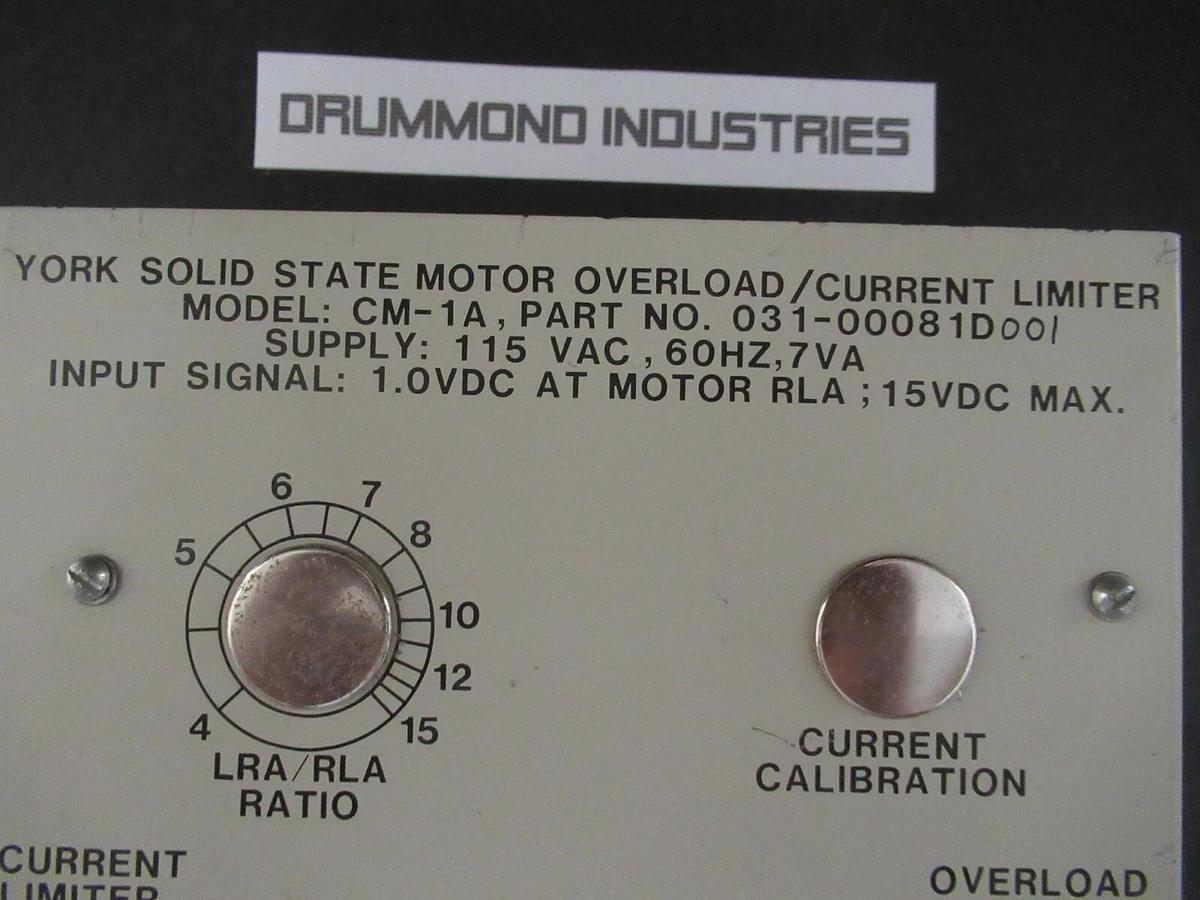 Used YORK CHILLER SOLID STATE MOTOR OVERLOAD CIRCUIT BOARD CM-1A 031-0081D001