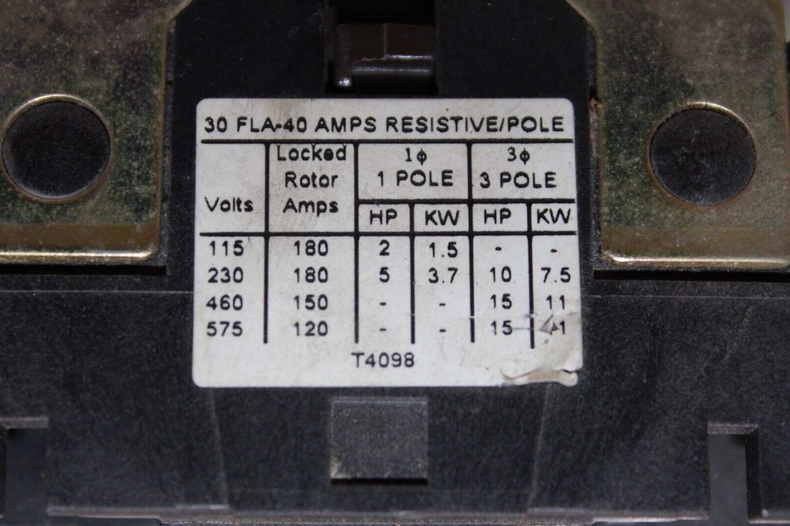 Used CUTLER HAMMER CONTACTOR 30 AMP 600V 3 PHASE 104-120V COIL MODEL: C25DND330 C1