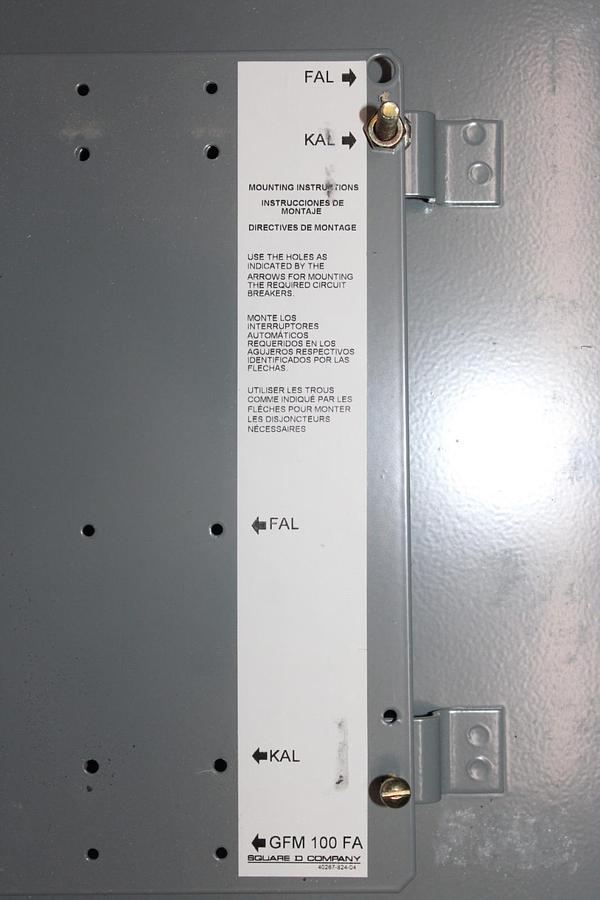Used SQUARE D TYPE 1 CIRCUIT BREAKER ENCLOSURE KA225S FOR KAL FAL BREAKERS 225A 600V