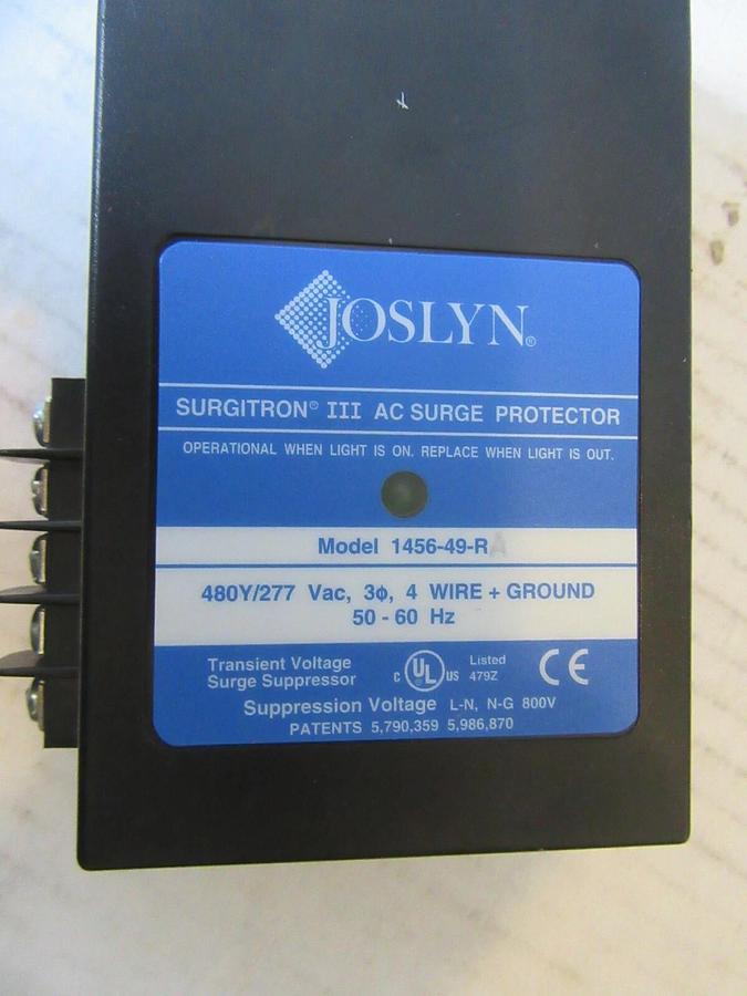 Used JOSLYN SURGITRON III AC SURGE PROTECTOR 1456-49-R 480Y/277 VAC 3 PH **WARRANTY**
