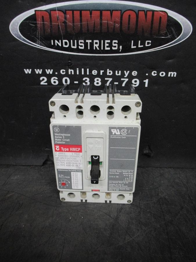 Used CUTLER HAMMER BREAKER HMCP007COC 7 AMP 3-POLE 600 VAC 250 VDC W/ LUGS