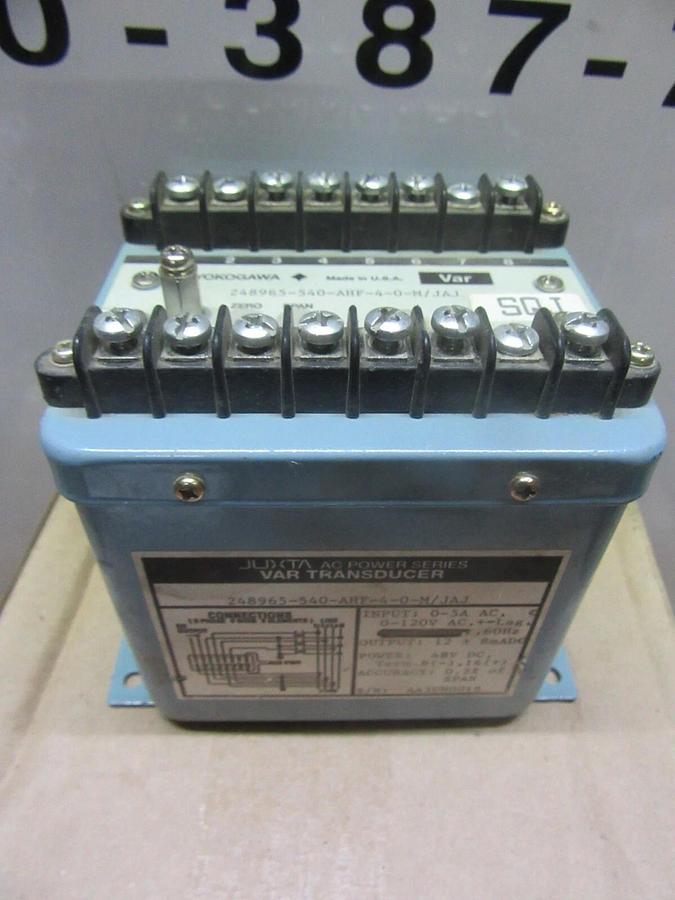 Used YOKOGAWA JUXTA VAR TRANSDUCER 248965-540-AHF-4-0/JAJ 120 VAC 8 mA