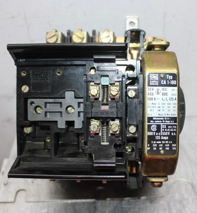 Used SPRECHER & SCHUH CONTACTOR CA-1-100 600 VAC 125 AMP 3-POLE
