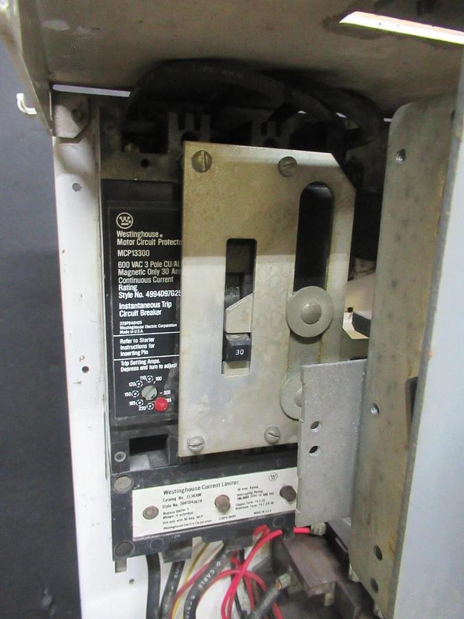 Used CUTLER HAMMER MOTOR STARTER CONTROL 17" W/ A10DN0 NEMA SIZE 2 30 AMP 600 VAC