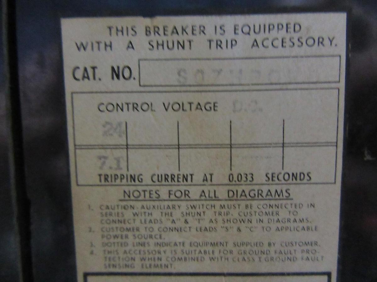 Used ITE CIRCUIT BREAKER KP3-F120 1200 AMP 600 VAC 3-POLE W/ SHUNT TRIP