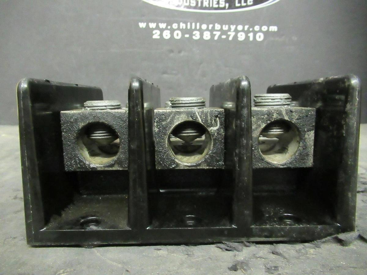 Used BUSS 16481-3 DISTRIBUTION LUG SET 380 AMP 600 VAC 3 POLE 500 MCM - 1/4-20 STUD