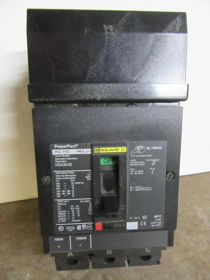 Used SQUARE D I-LINE POWERPACT BREAKER HGA36100 100 AMP 600 VAC 3-POLE *WARRANTY*