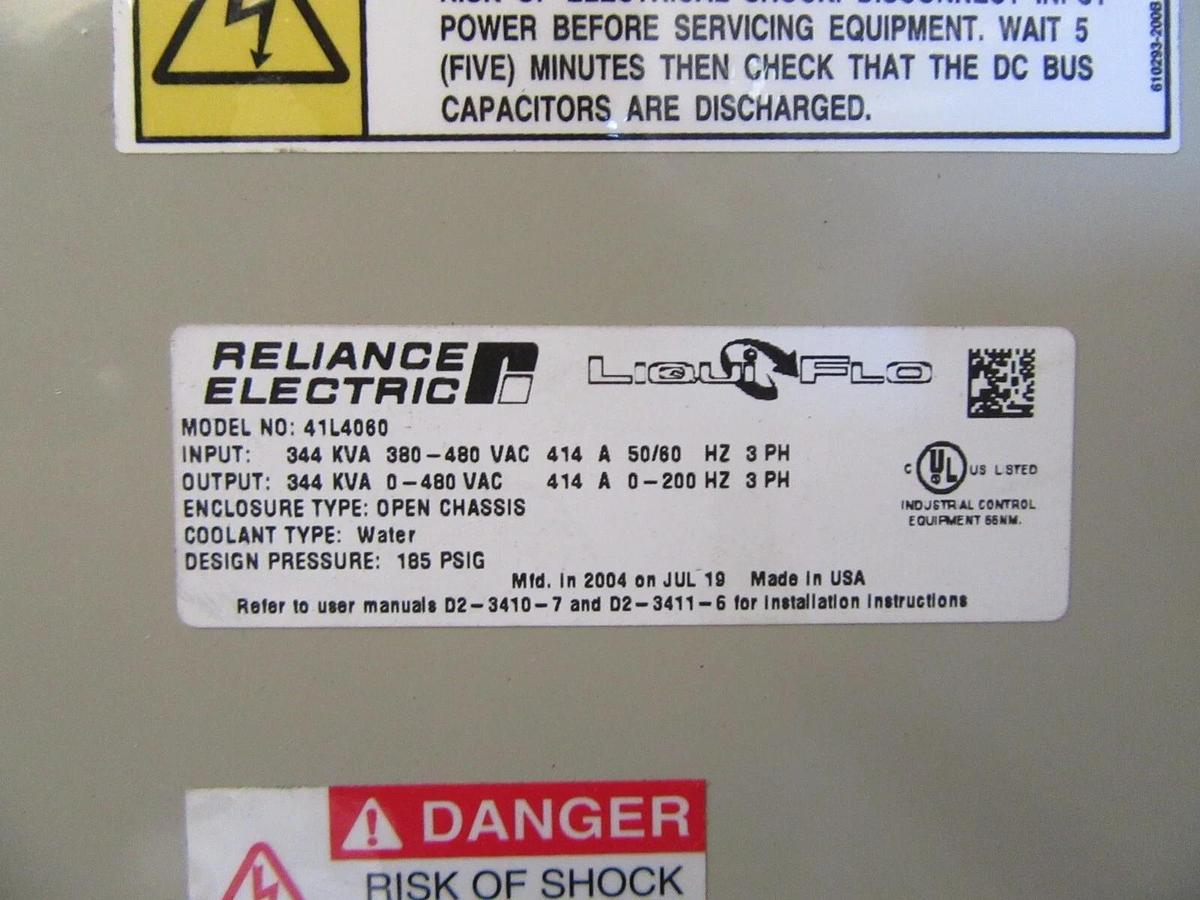 Used MCQUAY RELIANCE ROCKWELL LIQUIFLO VARIABLE SPEED LIQUID COOL DRIVE 344 KVA 414 A