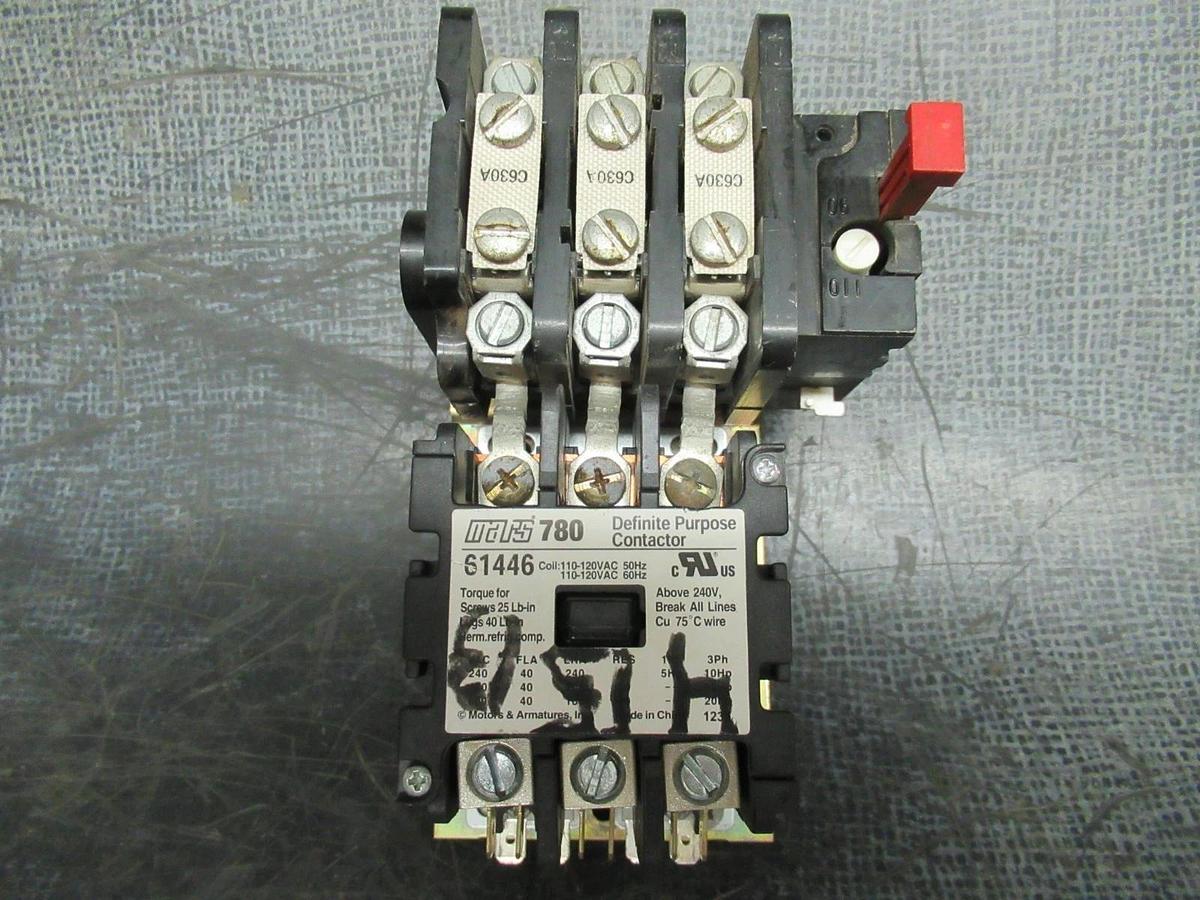 Used MARS 780 STARTER 61446 600V 40A 20HP 3-POLE 3-PHASE COIL: 120V **WARRANTY**