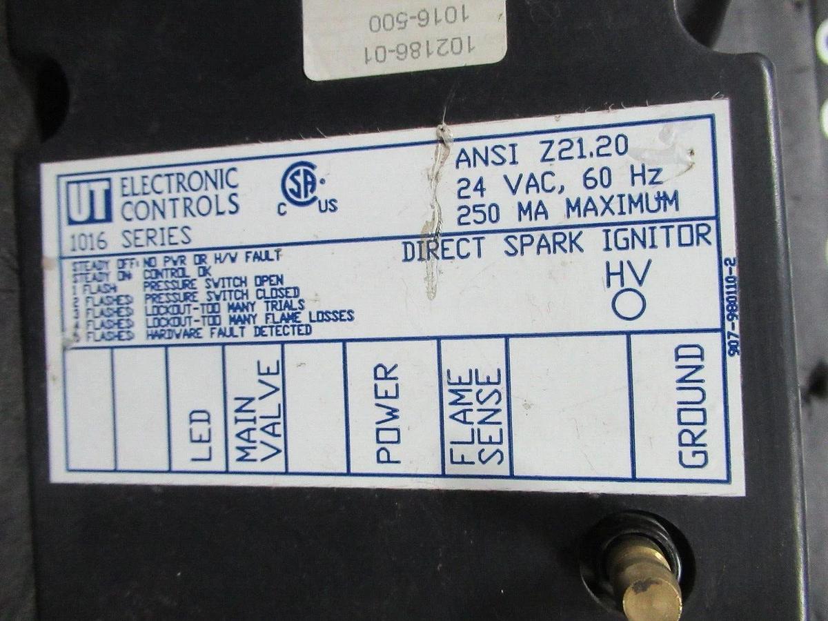 Used UT DIRECT SPARK IGNITOR ANS-Z21.20 24 VAC 20 mA 60 HZ **WARRANTY INCLUDED**