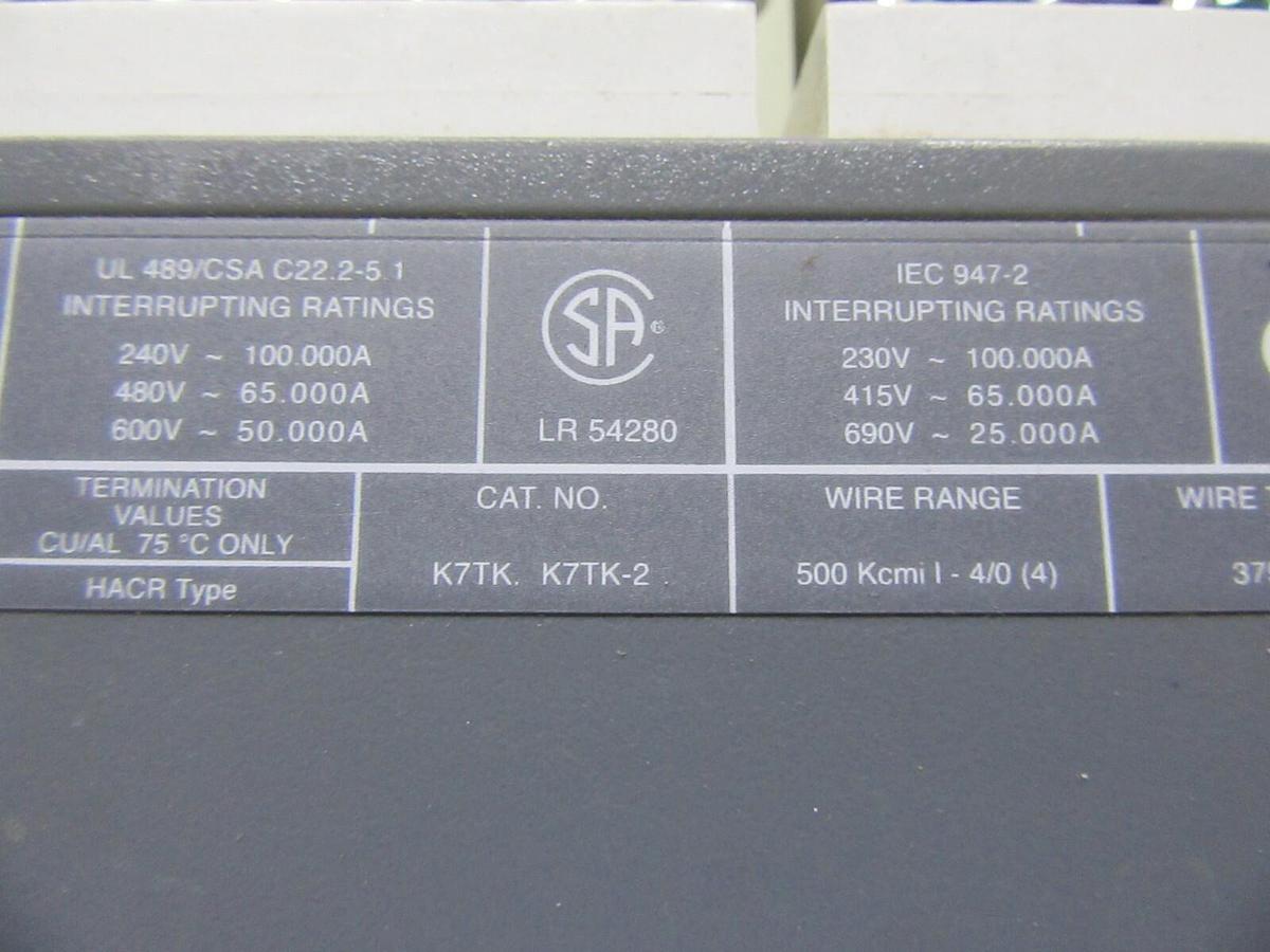 Used ABB CIRCUIT BREAKER SACE S7 S7H 1000 AMP 600 VAC W/ AUXILIARY SWITCH & SHUNT