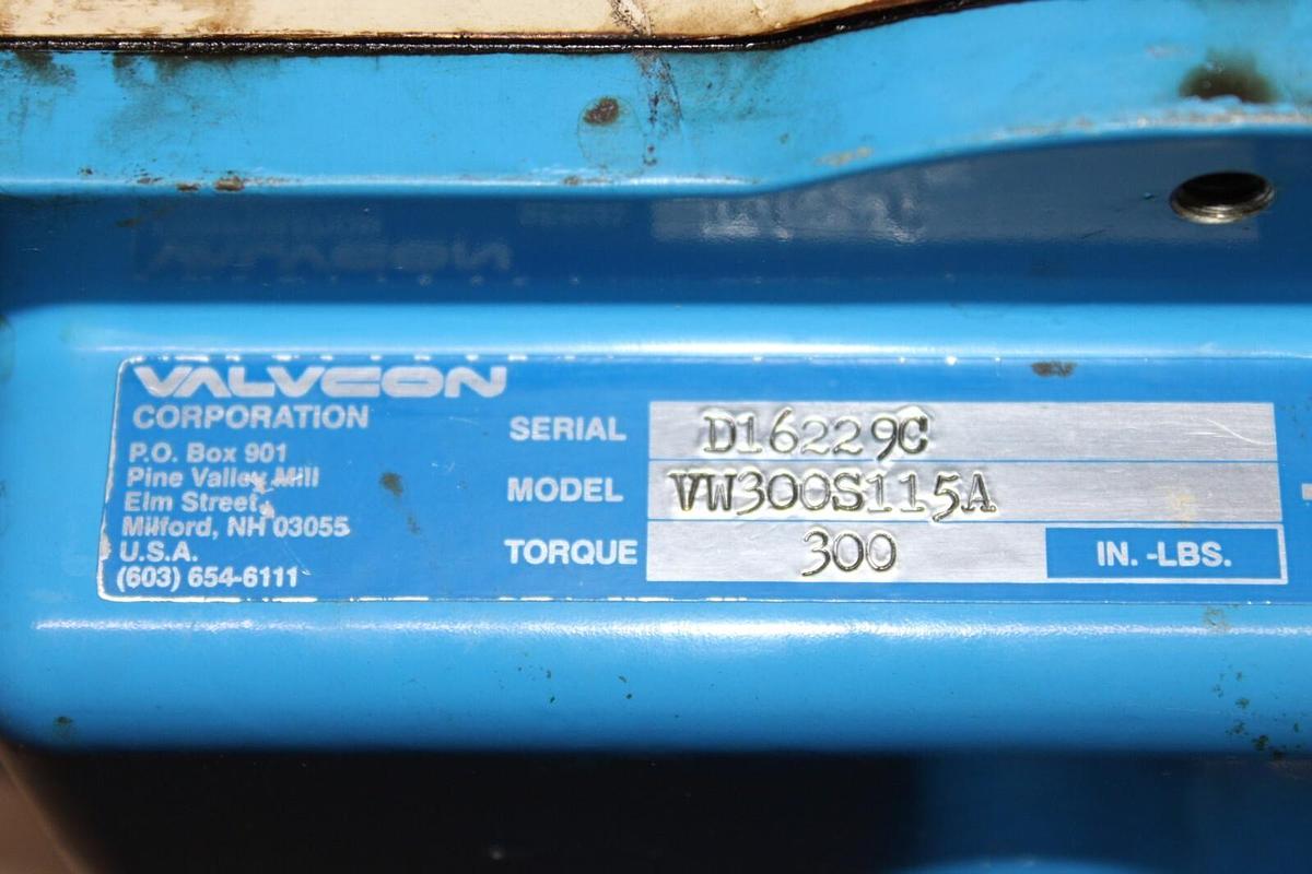 Used VALVCON ACTUATOR VW300S115A 300 IN-LBS 115V 0.6 AMP 10 SEC CYCLE *WARRANTY*
