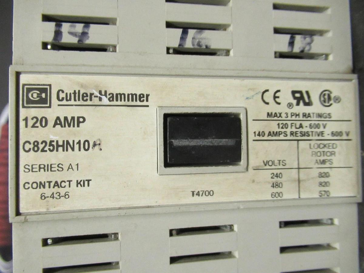 Used 120 AMP CUTLER HAMMER CONTACTOR C825HN10 SER. A1 COIL: 120 VAC **WARRANTY**