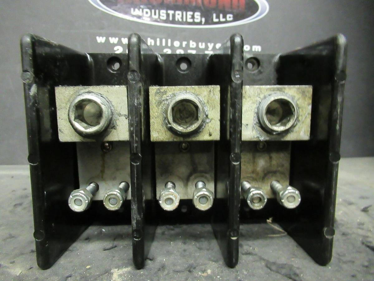 Used BUSS 16481-3 DISTRIBUTION LUG SET 380 AMP 600 VAC 3 POLE 500 MCM - 1/4-20 STUD