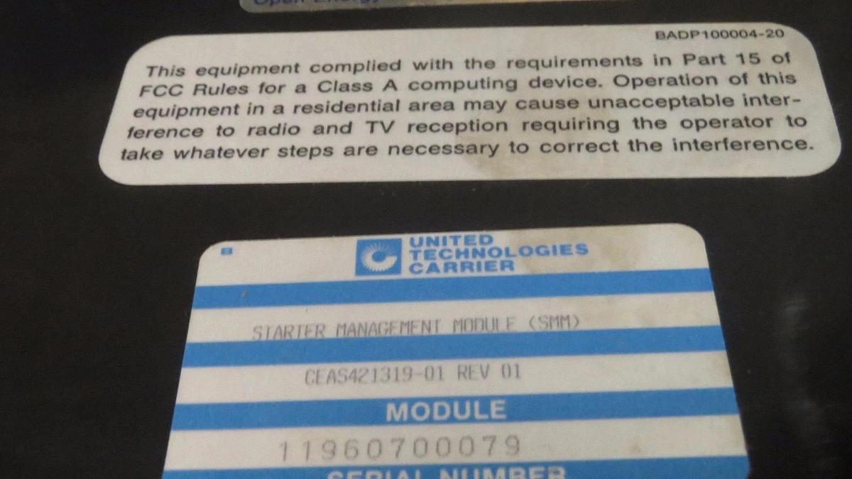 Used CARRIER (SMM) STARTER MANAGEMENT MODULE CES0121319-01 ; CEAS421319-01 REV 01