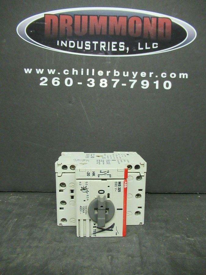 Used ABB MANUAL MOTOR START MS325 3 - 5 HP @ 480 V 4 - 6.3 AMP 600 VAC W/ AUXILIARY