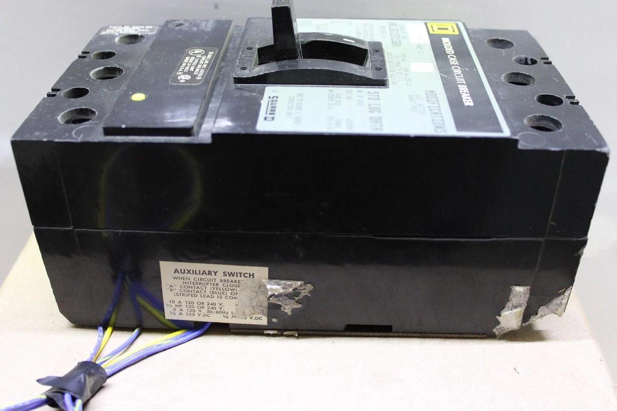 Used SQUARE D CIRCUIT BREAKER KAL361251380 125 AMP 600V 3-POLE W/ AUXILIARY & SHUNT