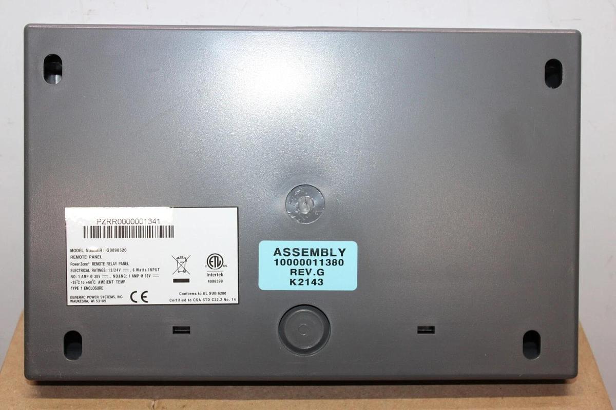 GENERAC REMOTE RELAY PANEL G0098520 10000011380 REV. G PZRR0000001341 *NEW*