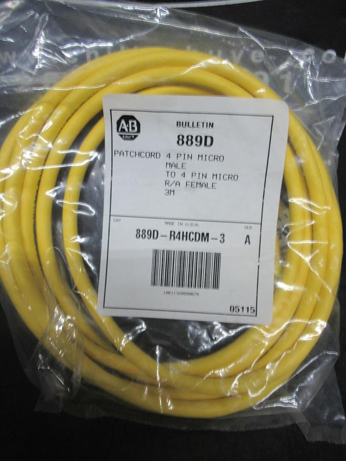 NEW IN BAG ALLEN-BRADLEY 889D-R4HCDN-3 4-PIN MALE AND 4-PIN RIGHT ANGLE FEMALE