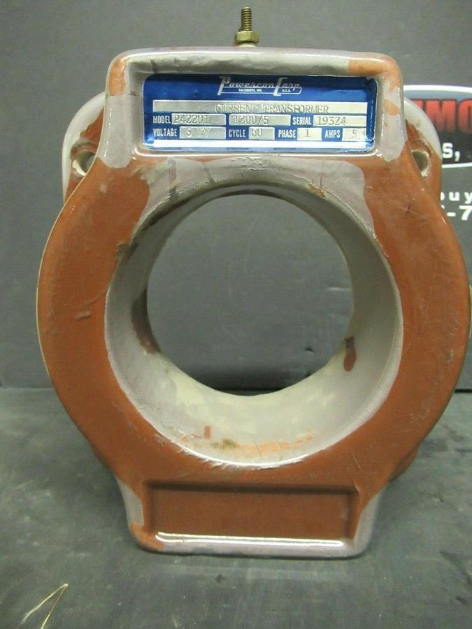 POWERCON CORP CURRENT TRANSFORMER P42201 1200:5 600 VOLT 5 AMP 60 HZ 1-PHASE