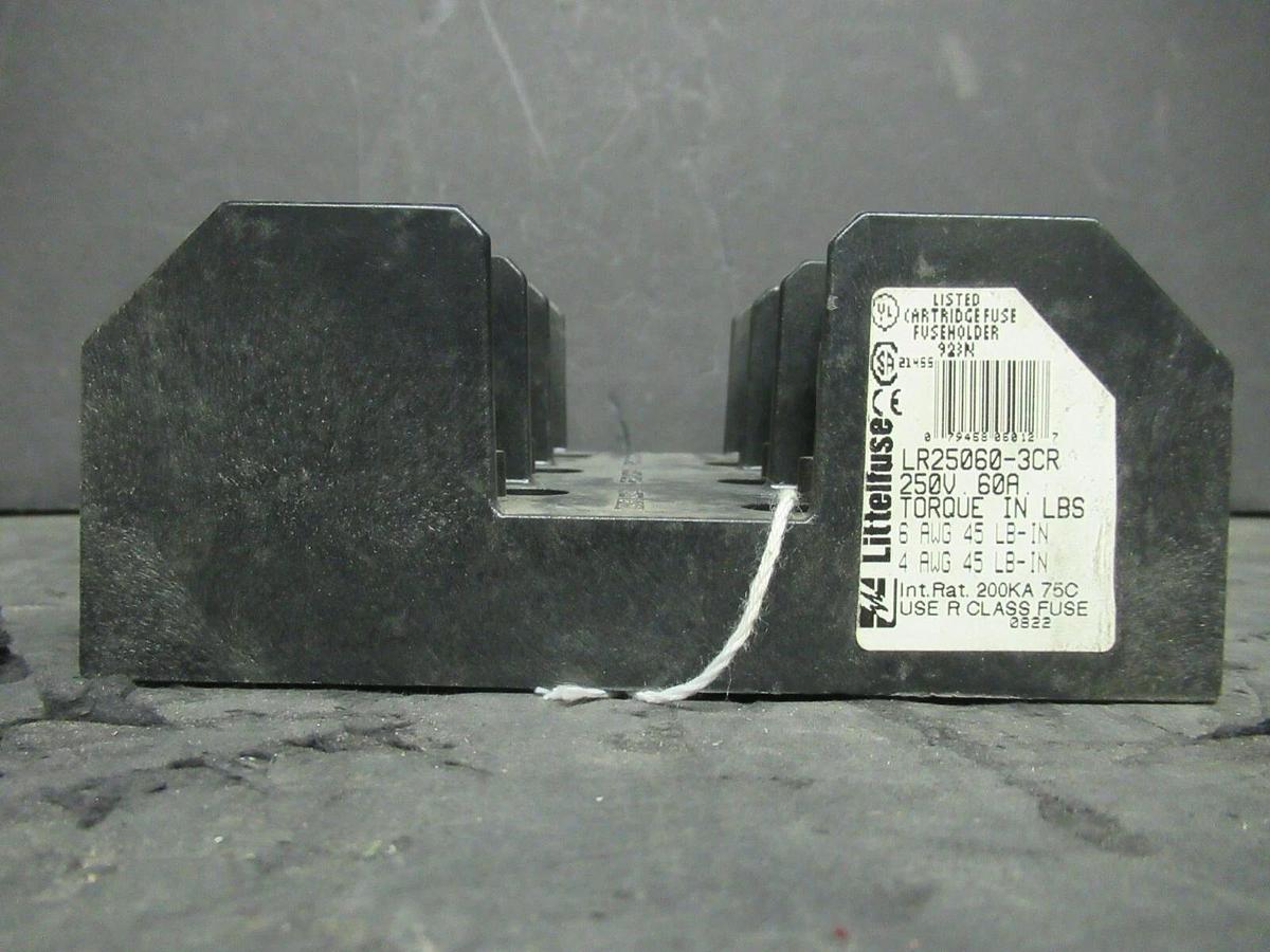 Used LITTELFUSE FUSE HOLDER LR25060-3CR FOR 60 AMP 250 V CLASS J FUSES **WARRANTY**