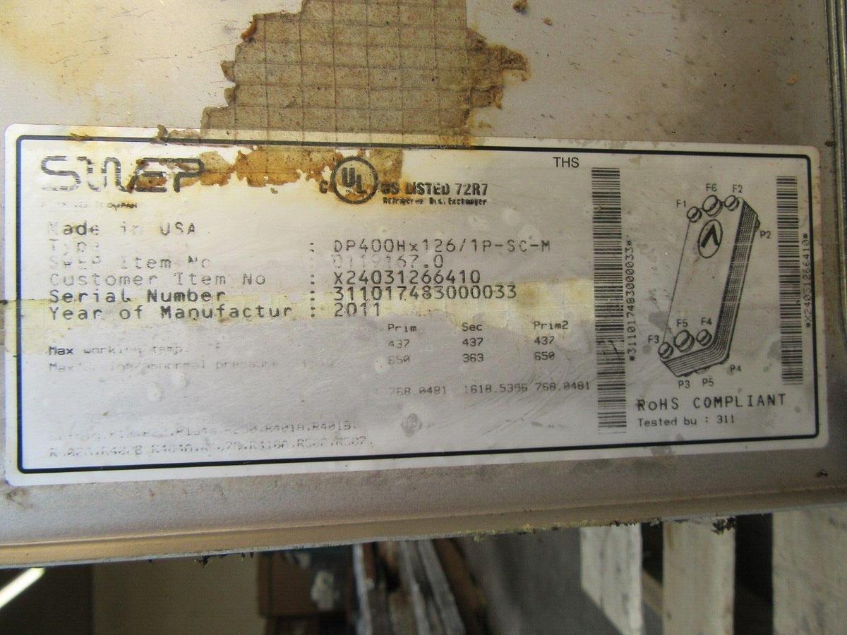 Used SWEP DP400H X 136/1P-SC-M TRUE DUAL CHILLER EVAPORATOR 316 STAINLESS 126 PLATES