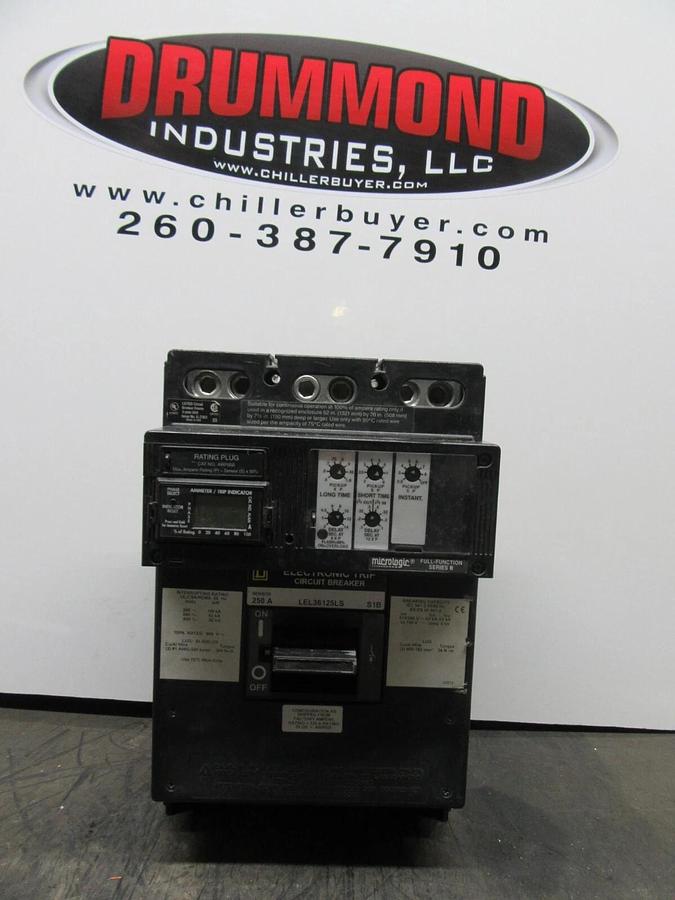 Used SQUARE D CIRCUIT BREAKER LEL36125LS W/ ARP050 250A SENSOR 600 VAC MICROLOGIC LSI