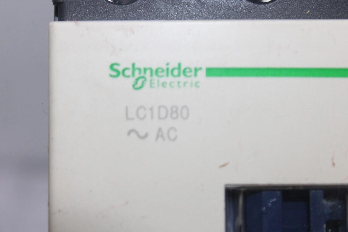 Used SCHNEIDER CONTACTOR LC1D80 110 AMP 600 VAC 60 HP 3-PHASE 3-POLE COIL: 110 VOLT