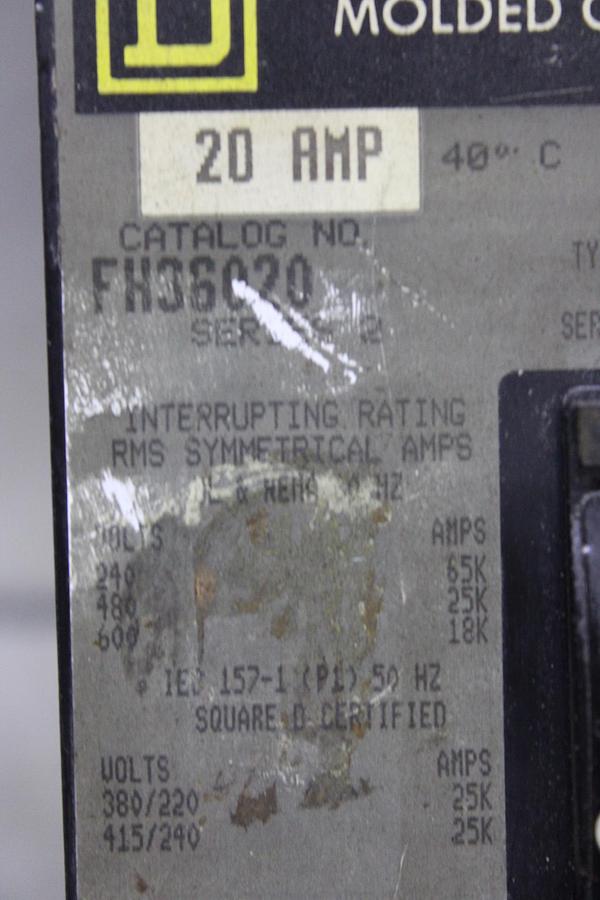 Used SQUARE D I-LINE CIRCUIT BREAKER FA34015 15 AMP 480 VOLT 3-POLE