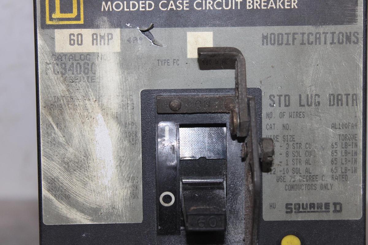 Used SQUARE D POWERPACT I-LINE CIRCUIT BREAKER PJA36120 1200 AMP 600 VAC 3-POLE