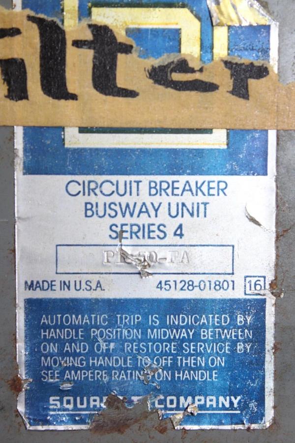Used SQUARE D BUSSPLUG UNIT PI-50-FA 30 AMP 3-POLE 480 VAC **WARRANTY INCLUDED**