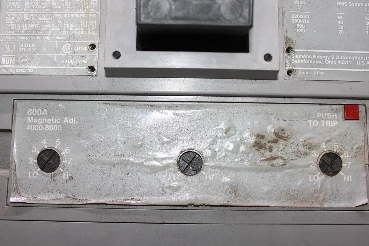 Used SIEMENS SENTRON CIRCUIT BREAKER MD63F800 800 AMP 600 VAC 3-POLE **WARRANTY**