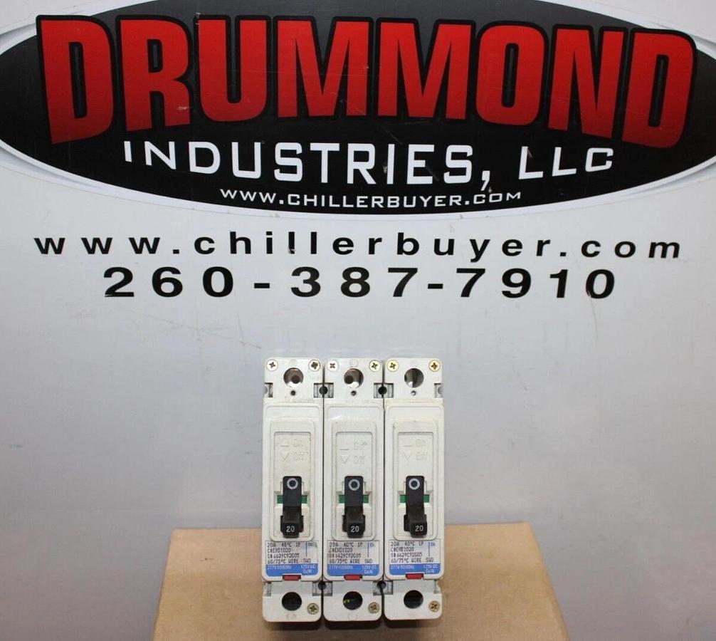 Used LOT OF 3 CUTLER HAMMER EHD1020 20 AMP 277 VAC SINGLE POLE EHD-14K