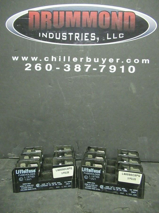 Used (2) LITTELFUSE FUSE LUG SET L60030C3PQ 600 VOLTS 30 AMP **WARRANTY INCLUDED!**