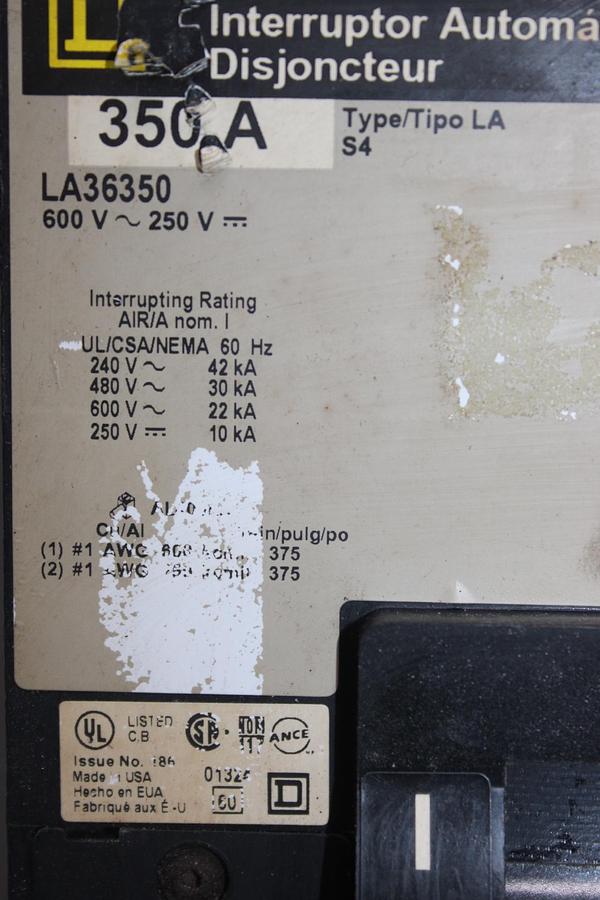 Used SQUARE D POWERPACT I-LINE CIRCUIT BREAKER BGA160305 30 AMP C-POLE 277 VAC