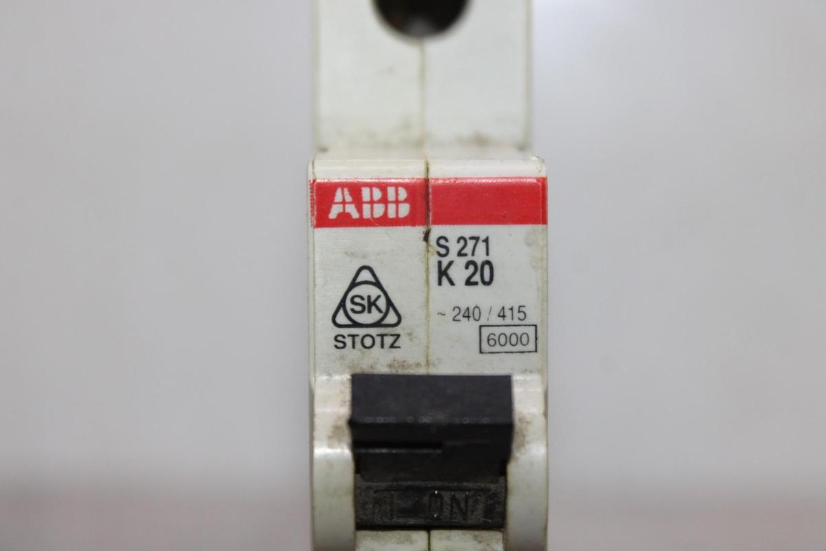 Used ABB CIRCUIT BREAKER S-271-k-20 240/415 VAC 20 AMP 1-POLE *WARRANTY*