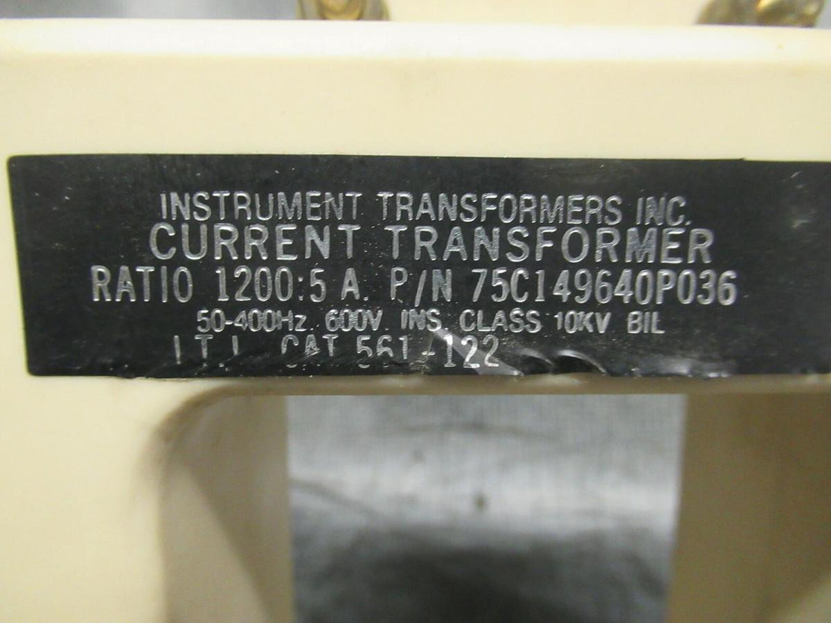 Used INSTRUMENT TRANSFORMERS CURRENT TRANSFORMER 75C149640P036 RATIO: 1200:5