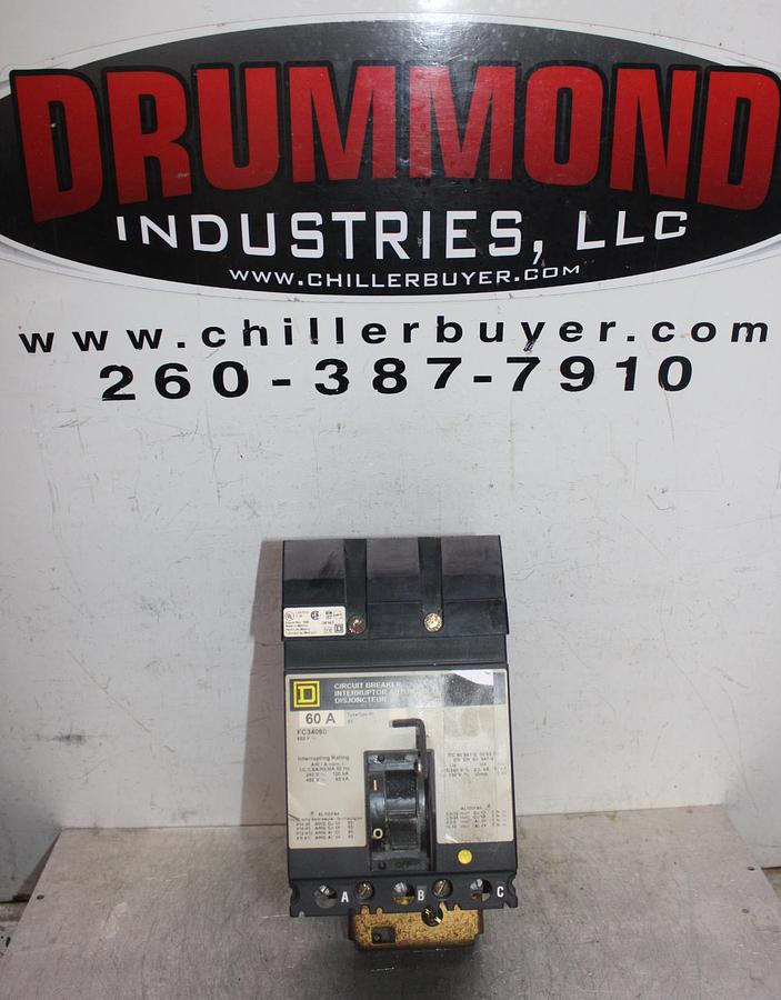 Used SQUARE D I-LINE CIRCUIT BREAKER FC34060 60 AMP 480 VAC 3-POLE